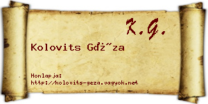 Kolovits Géza névjegykártya